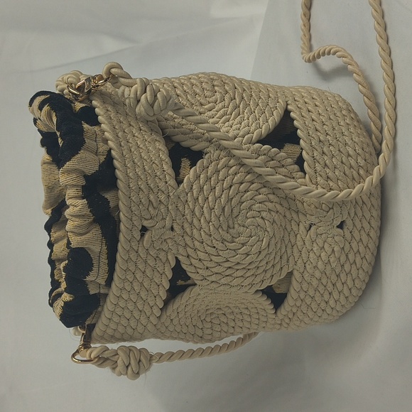 Like New - Zara Raffia Crochet Rope Bucket Bag With Removable Crossbody Strap - Picture 6 of 9